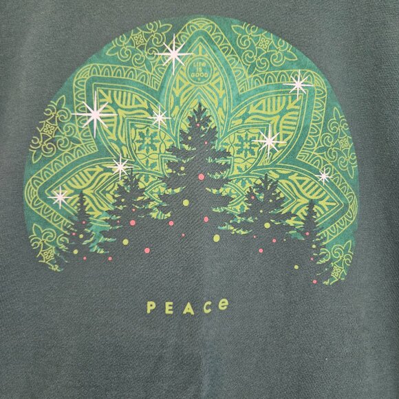 Life Is Good Crusher T-Shirt Women's L Green Peace Holidays Mandala Long Sleeve - Picture 2 of 7
